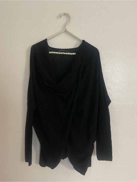 All Saints Sweaters - AllSaints black wrap-front sweater with a draped cowl neckline  Size 8